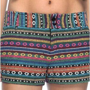 SansSouci Boho Woven Tribal Stripe Shorts Multicolor Festival Style